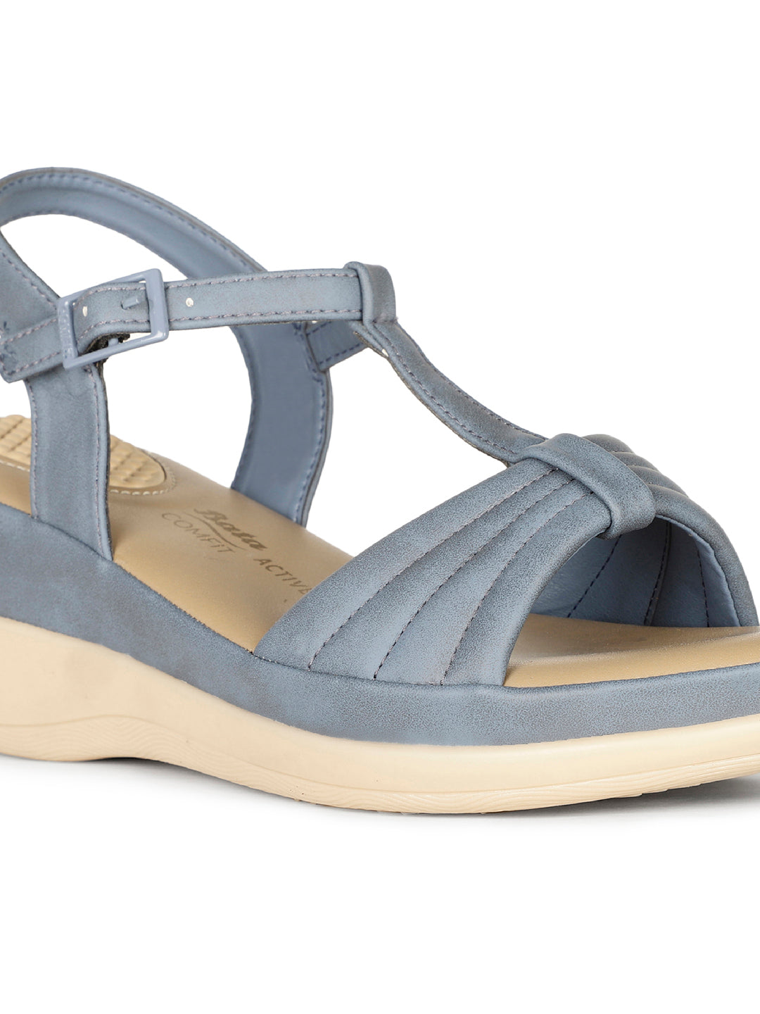 Bata Comfit Women Blue Ankle Strap Wedge Heel Sandal - Blue - View 5