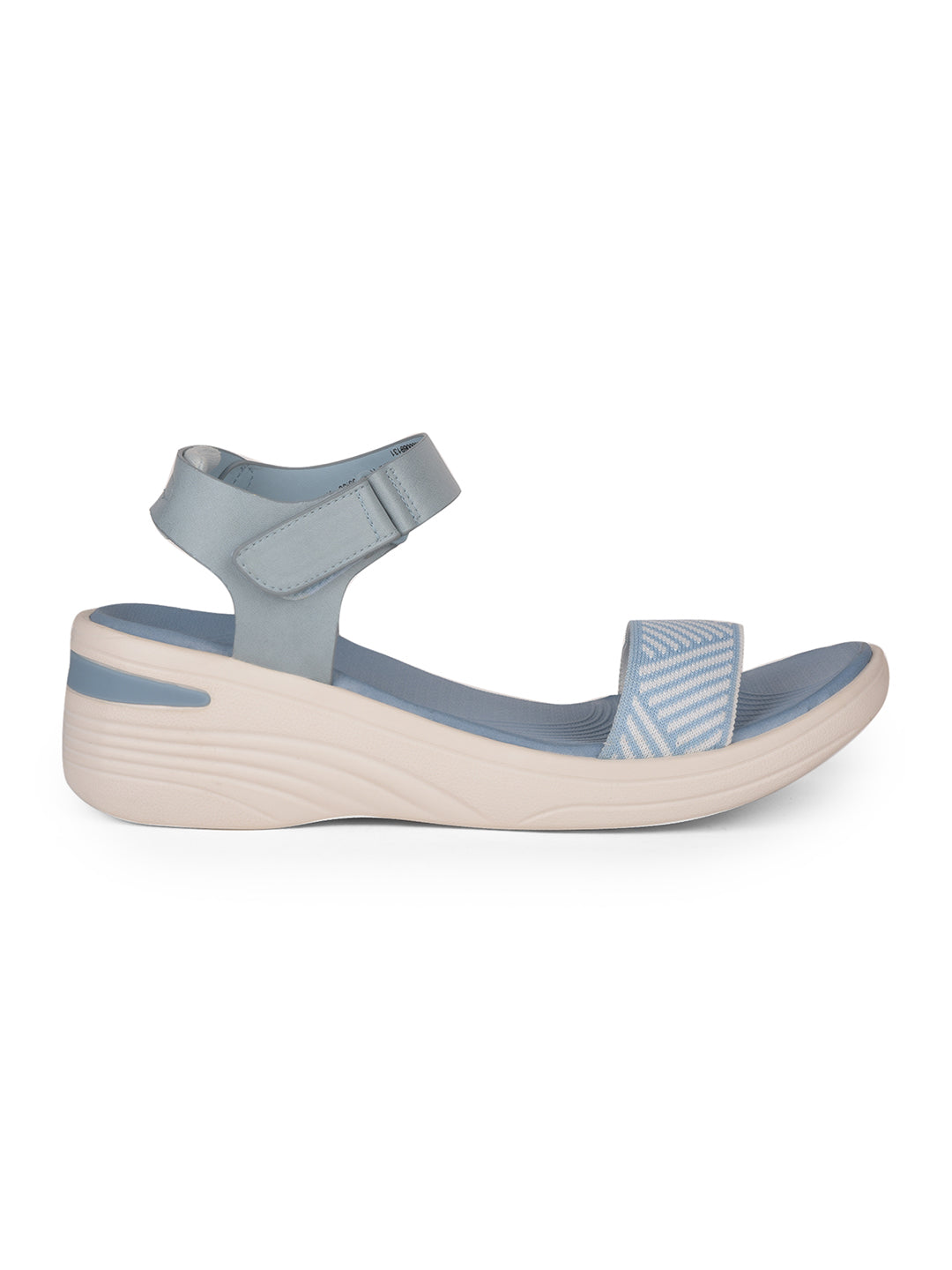 Bata Comfit Women Blue Velcro Strap Wedge Heel Sandal - Blue - View 2