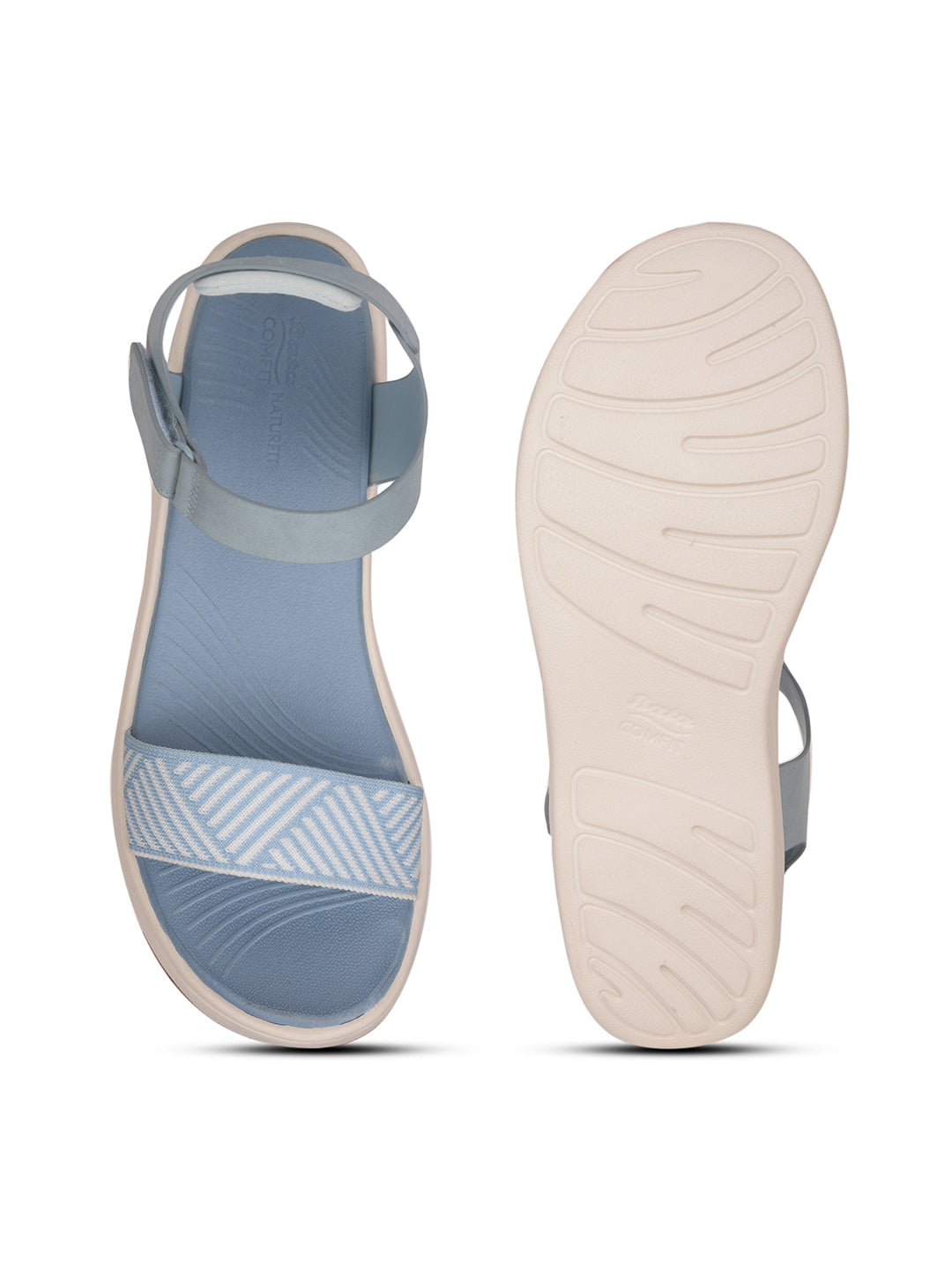 Bata Comfit Women Blue Velcro Strap Wedge Heel Sandal - Blue - View 4