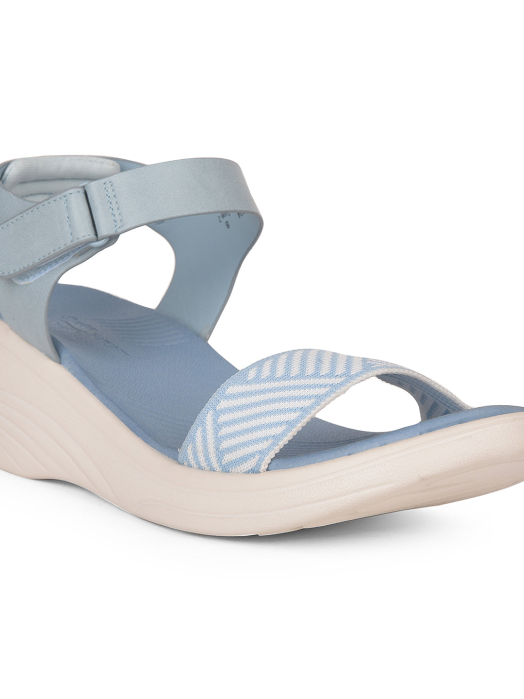 Bata Comfit Women Blue Velcro Strap Wedge Heel Sandal - Blue - View 5