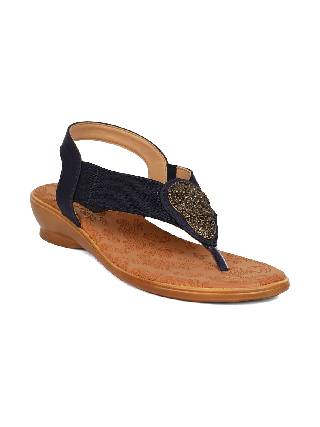 Bata Women Navy Blue BackStrap Wedge Heel Sandal - Navy Blue - View 1