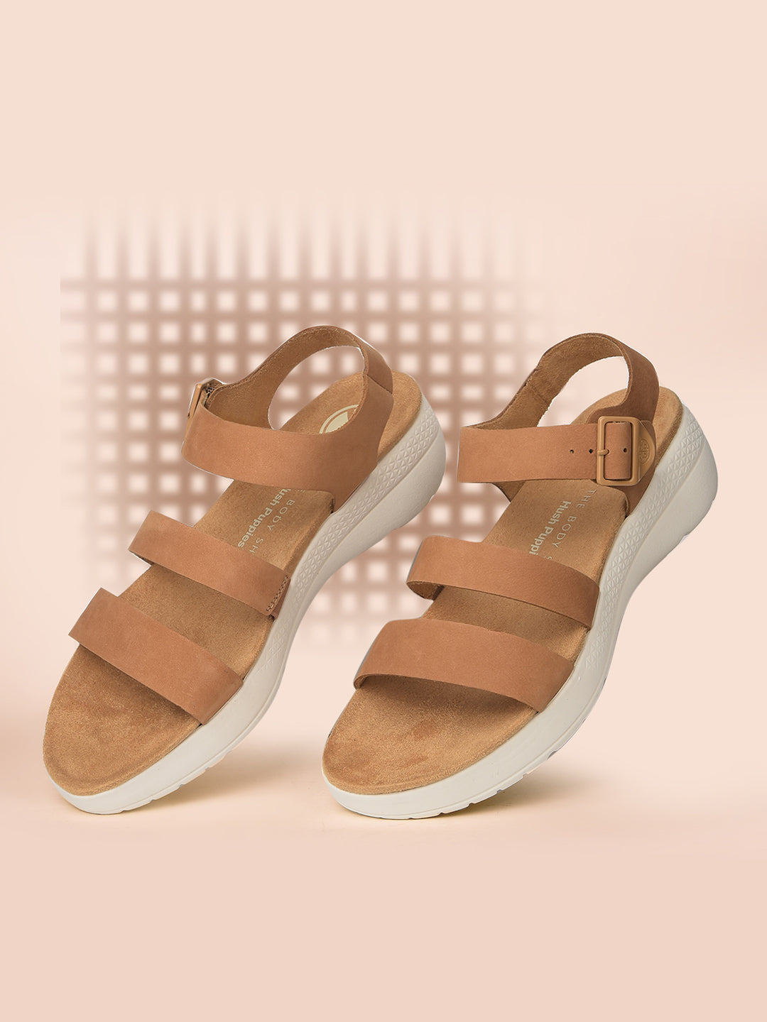 Hush Puppies Women Tan Wedge Heel Sandal With Buckle Closure - Tan - View 6