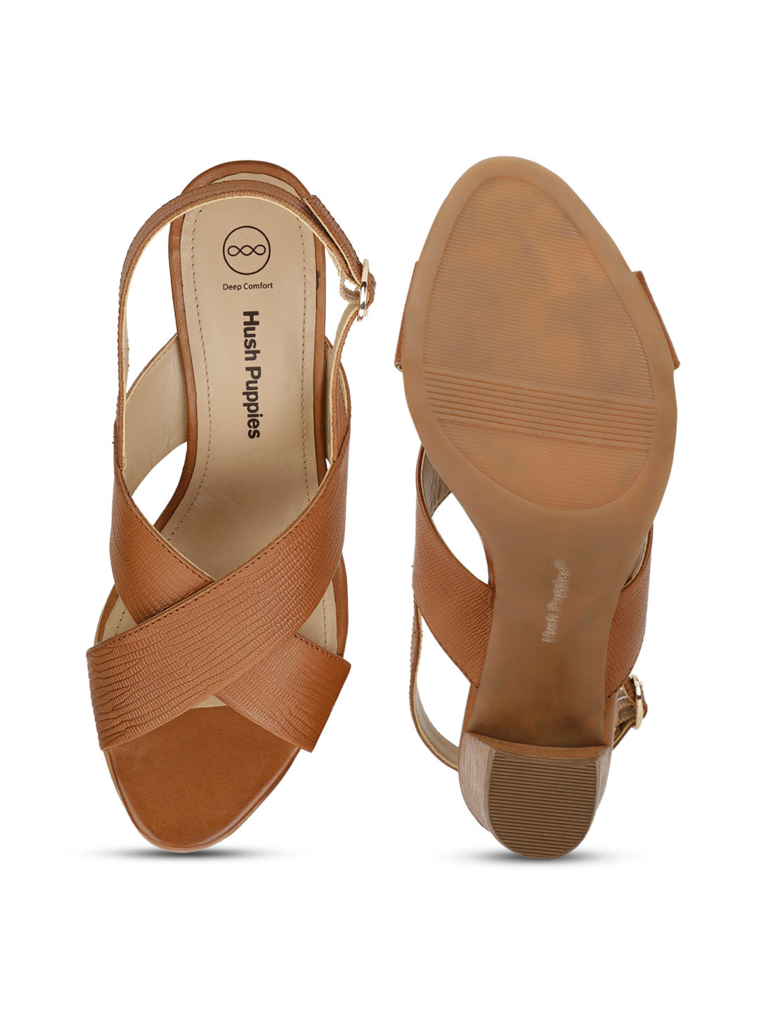 Hush Puppies Women Tan BackStrap Block Heel Sandal - Tan - View 4