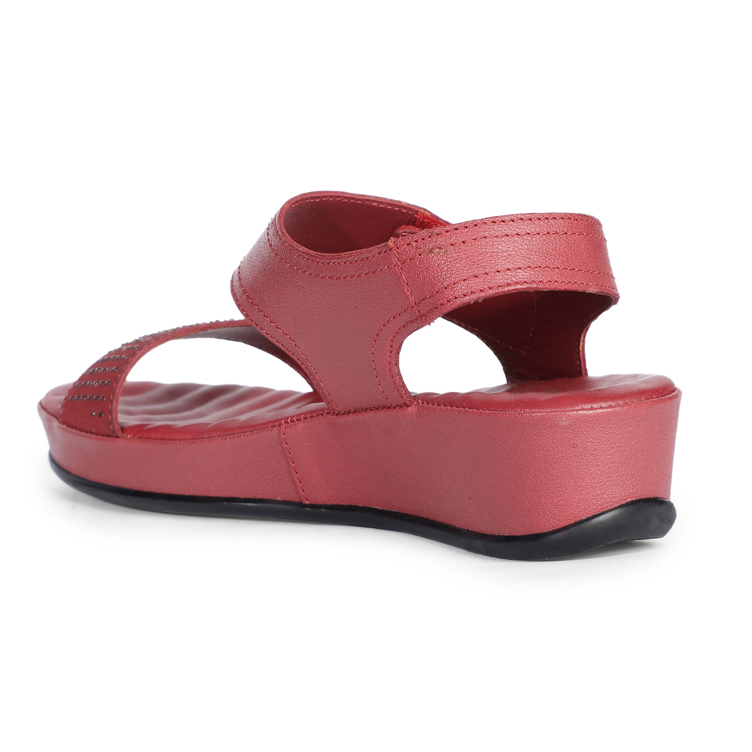 Scholl Women Maroon Velcro Strap Wedge Heel Sandal - Maroon - View 3