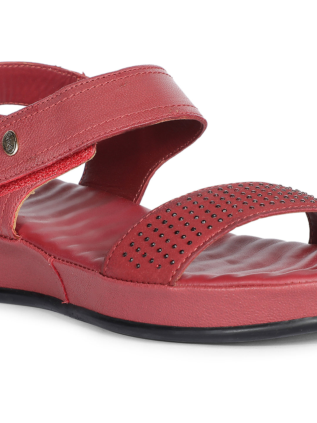 Scholl Women Maroon Velcro Strap Wedge Heel Sandal - Maroon - View 5
