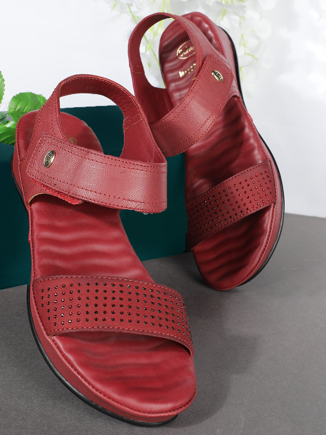 Scholl Women Maroon Velcro Strap Wedge Heel Sandal - Maroon - View 6