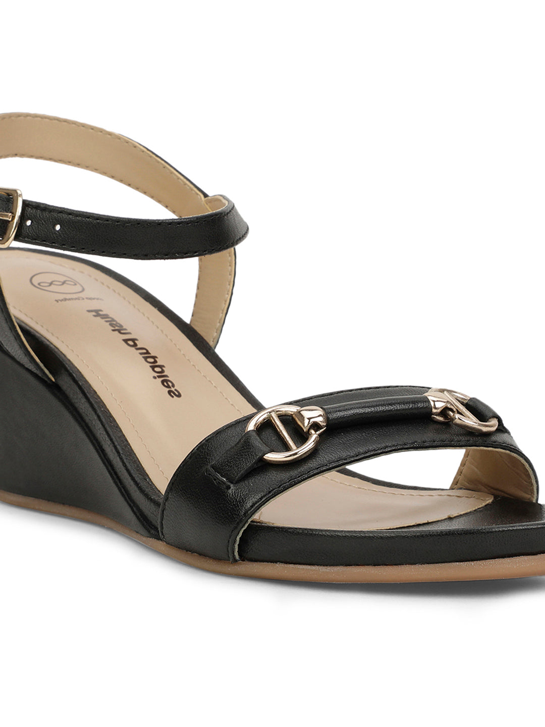 Hush Puppies Women Black Ankle Strap Wedge Heel Sandal - Black - View 5