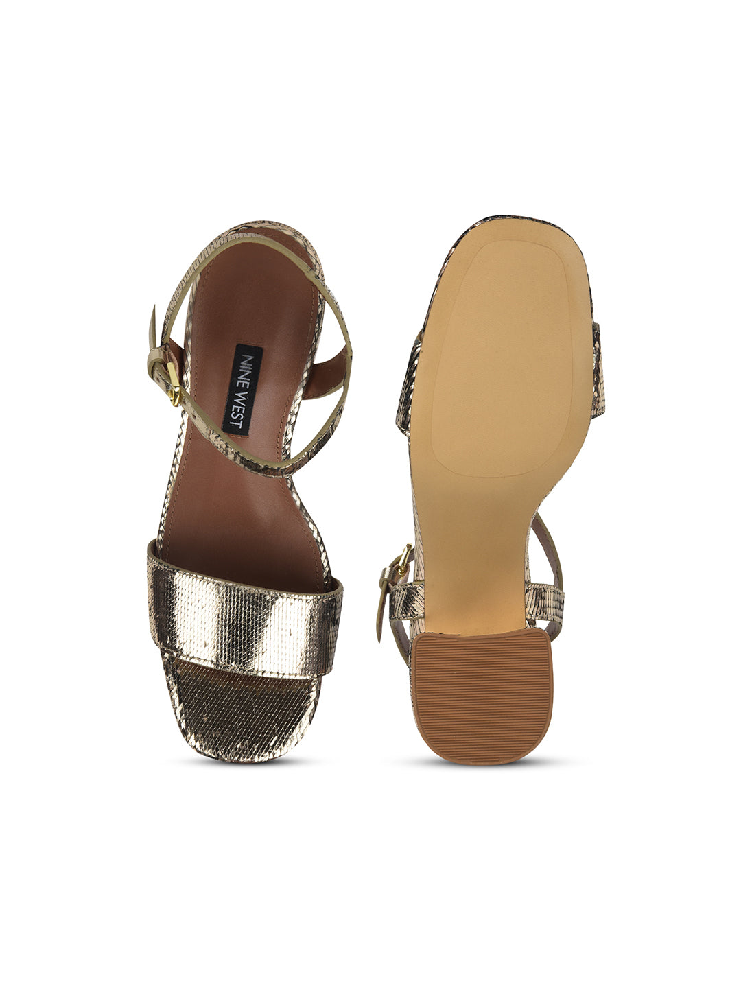 Nine West Women Ankle-Strap Block Heel Sandal - Gold - View 4