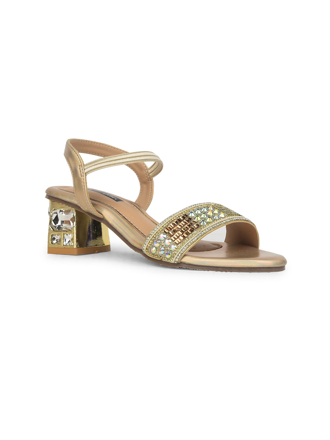 Bata Women Gold Ankle Strap Block Heel Sandal - Gold - View 1