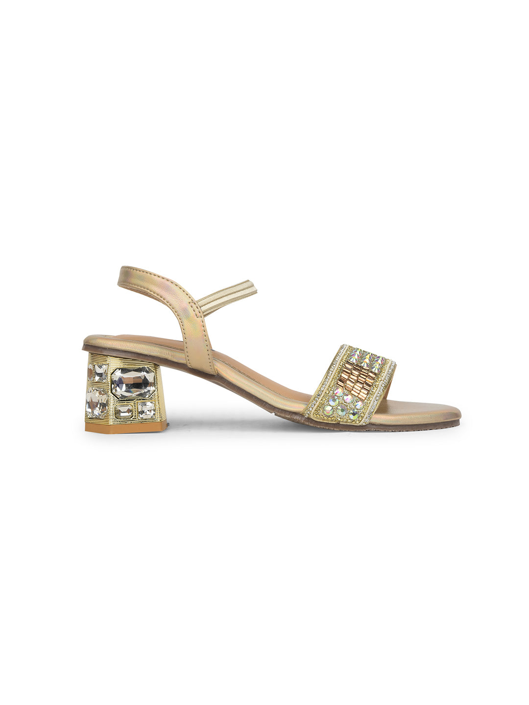 Bata Women Gold Ankle Strap Block Heel Sandal - Gold - View 2