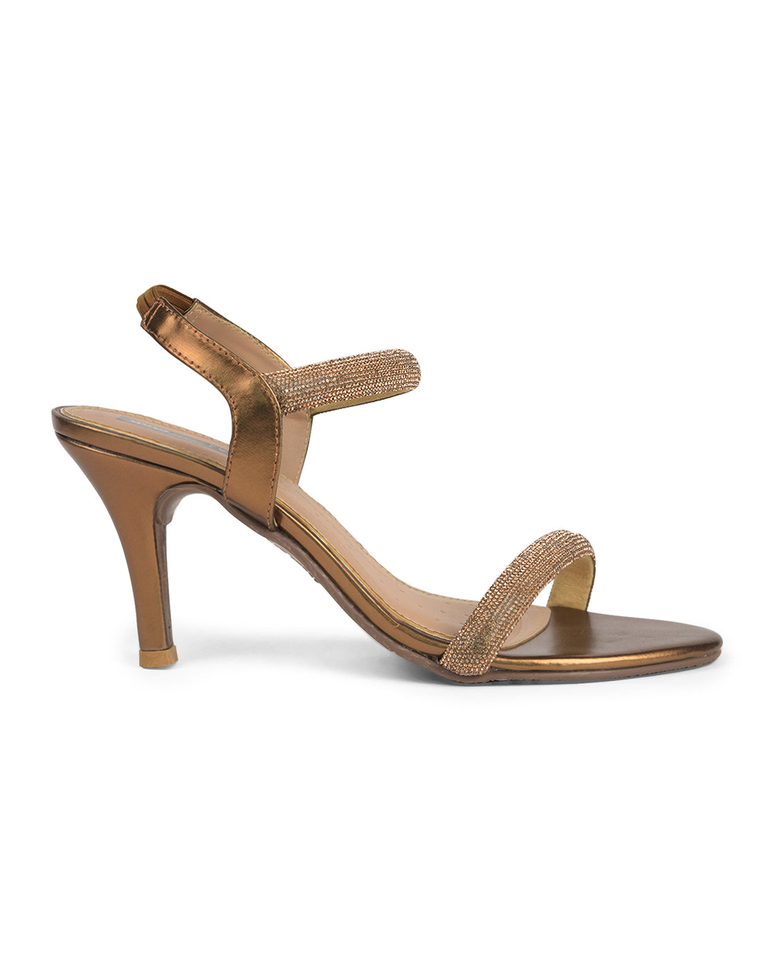Bata Women Gold Ankle Strap Kitten Heel Sandal - Gold - View 2
