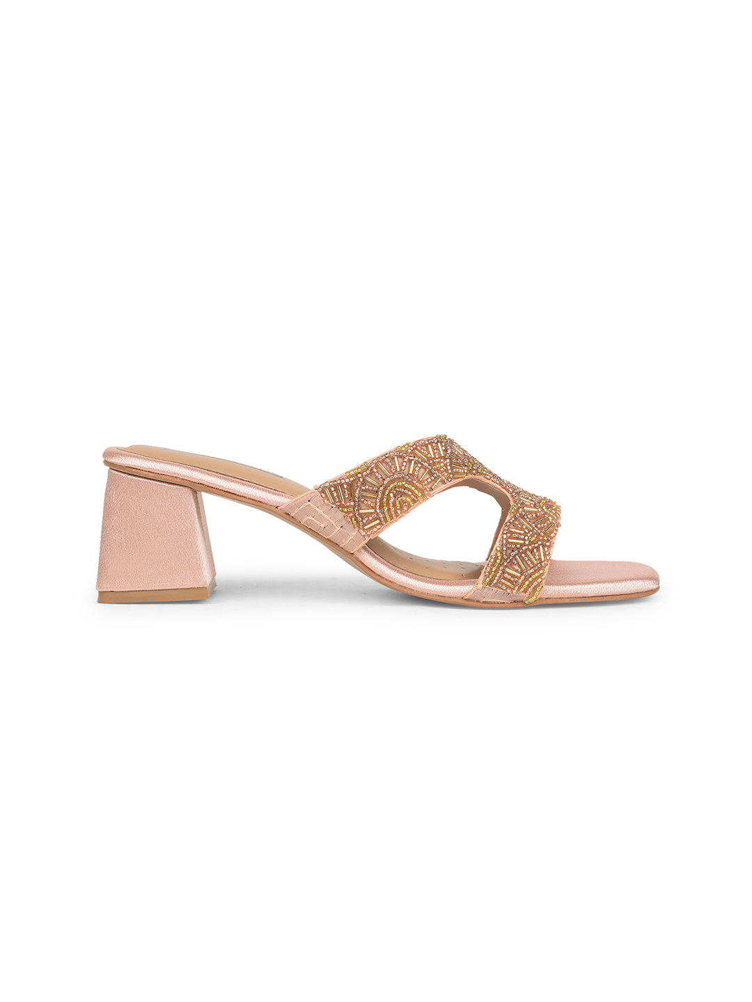 Bata Women Nude Block Heel Mule Sandal - Nude - View 2