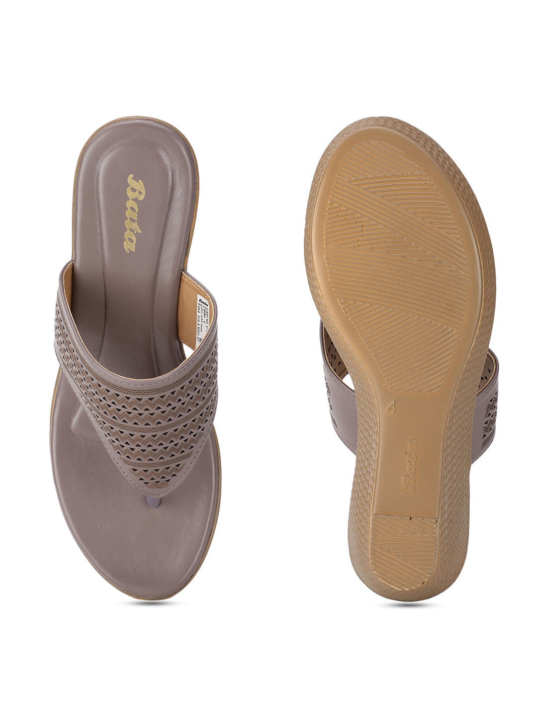 Bata Women Gunmetal Wedge Heel Thong Sandal - Gunmetal - View 4