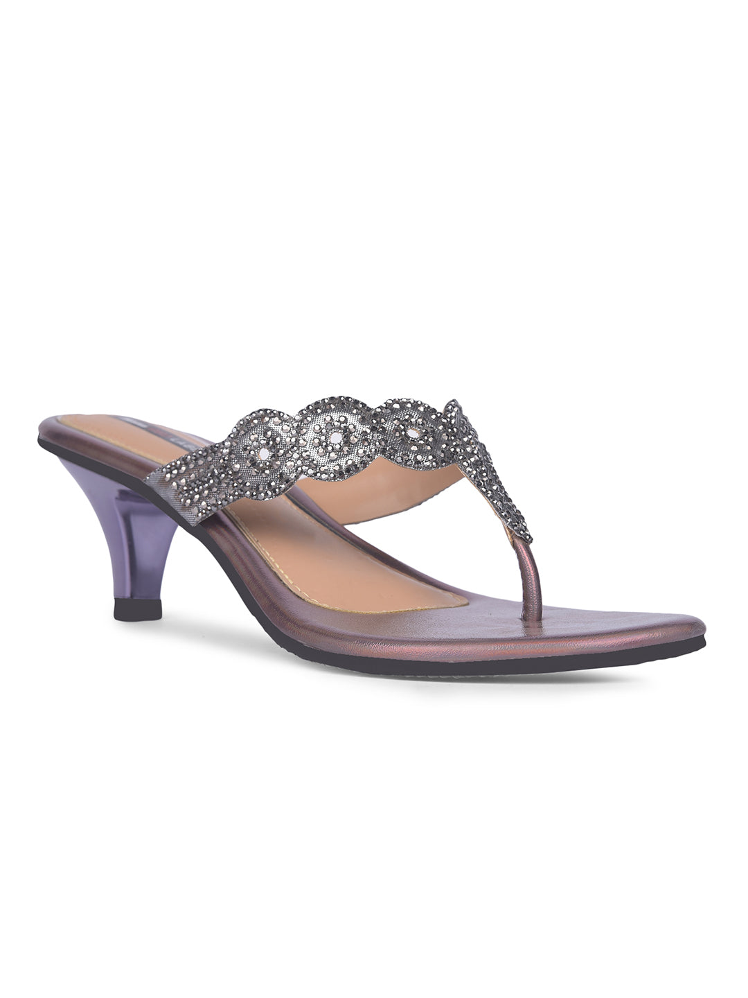 Bata Women Gunmetal Block Heel Thong Sandal - Gunmetal - View 1