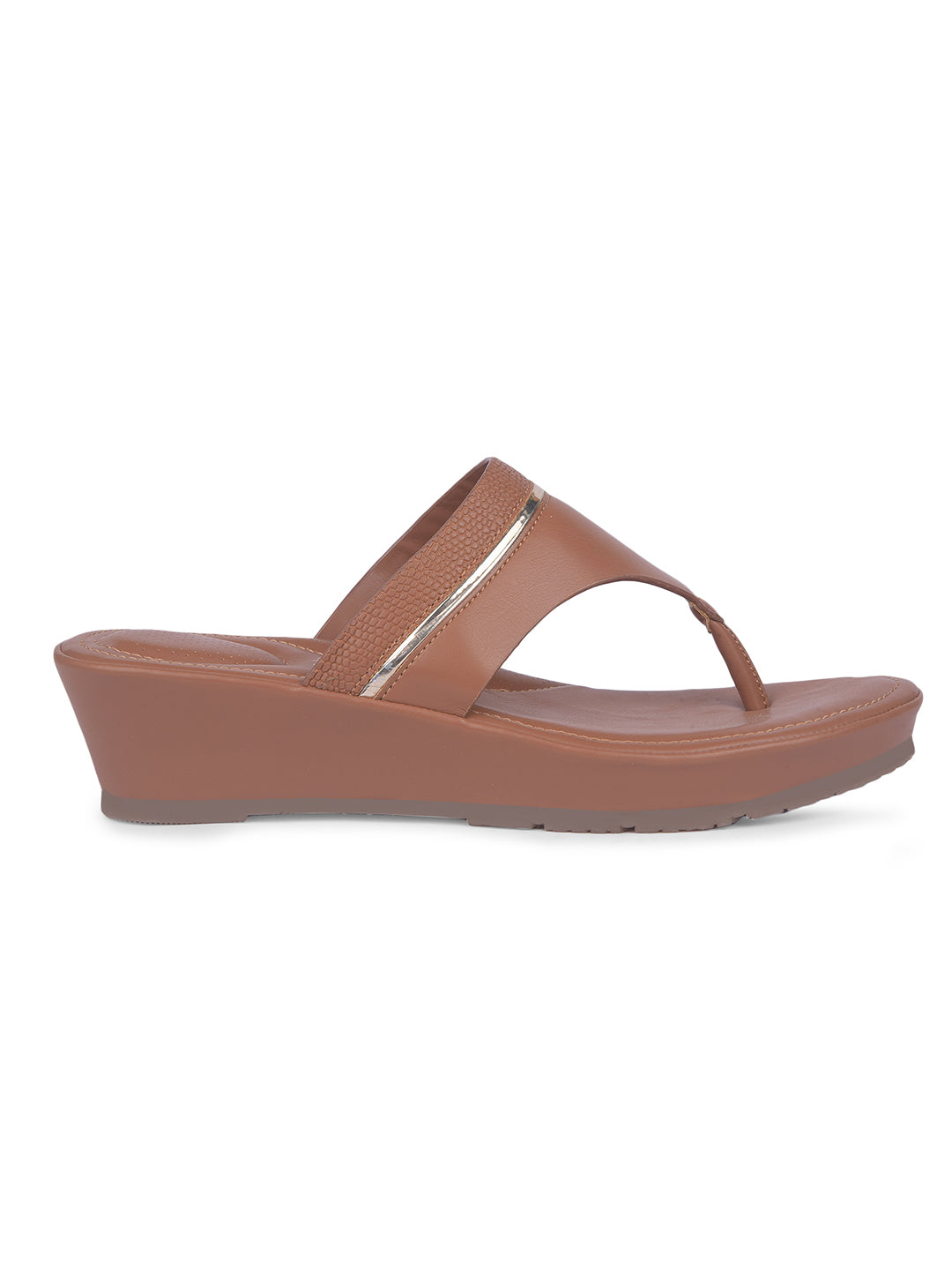 Bata Comfit Women Tan Wedge Heel Thong Sandal - Tan - View 2