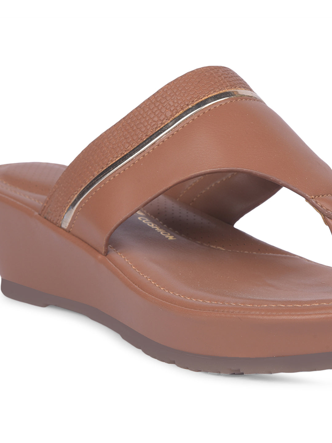 Bata Comfit Women Tan Wedge Heel Thong Sandal - Tan - View 5