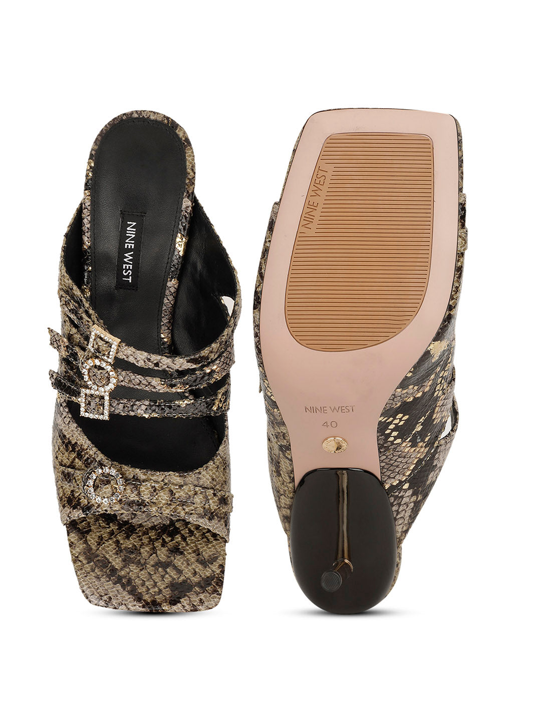 Nine West Women Stiletto Heel Mule Sandal - Brown - View 4