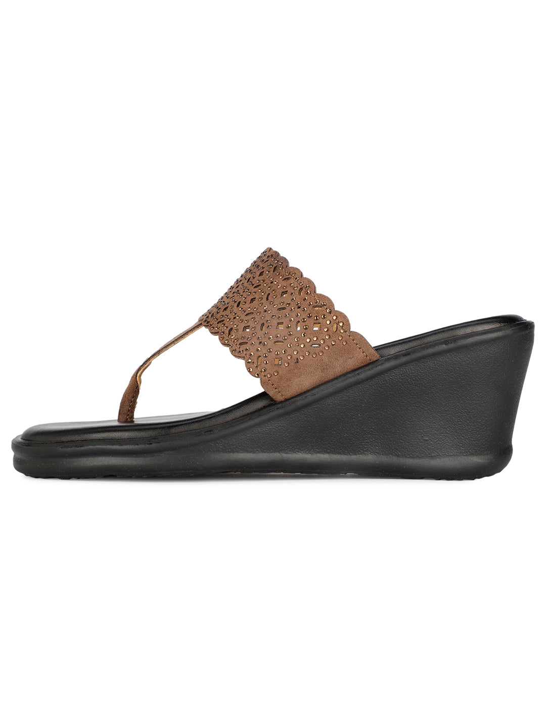 Bata Women Brown Wedge Heel Thong Sandal - Brown - View 3