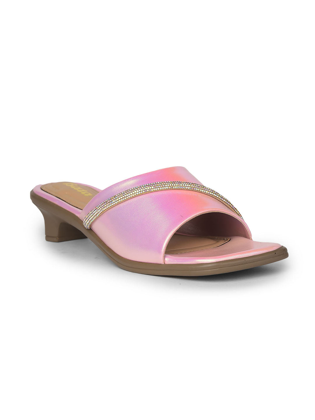 Bata Women Rose Gold Block Heel Mule Sandal - Rose Gold - View 1
