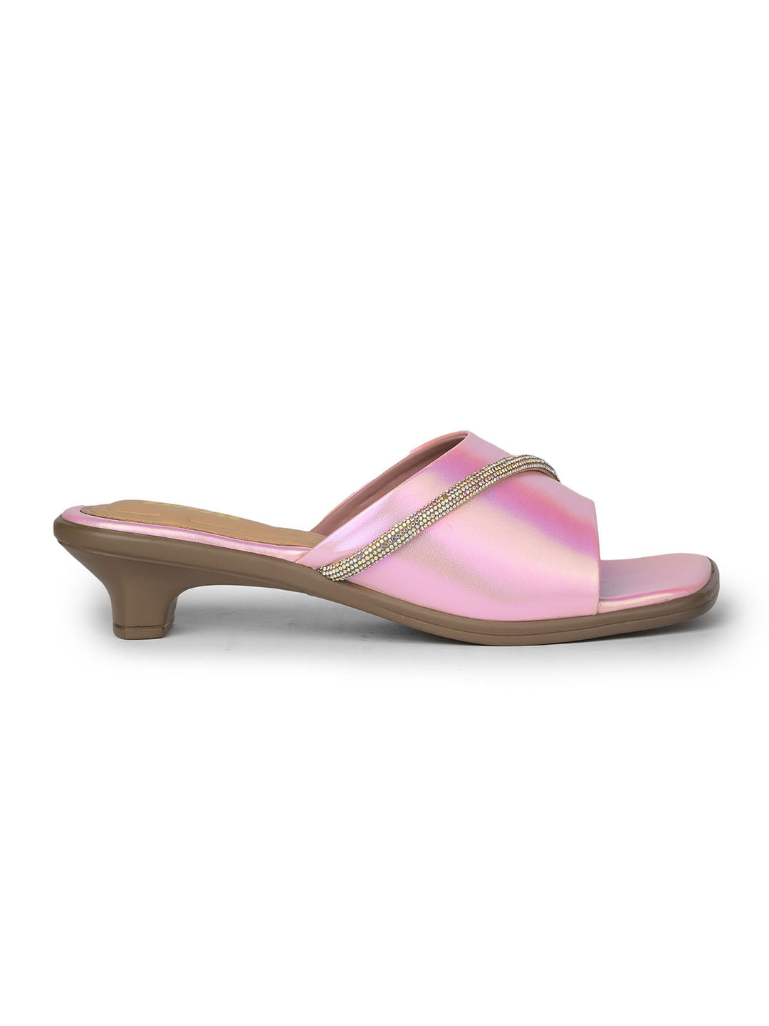 Bata Women Rose Gold Block Heel Mule Sandal - Rose Gold - View 2