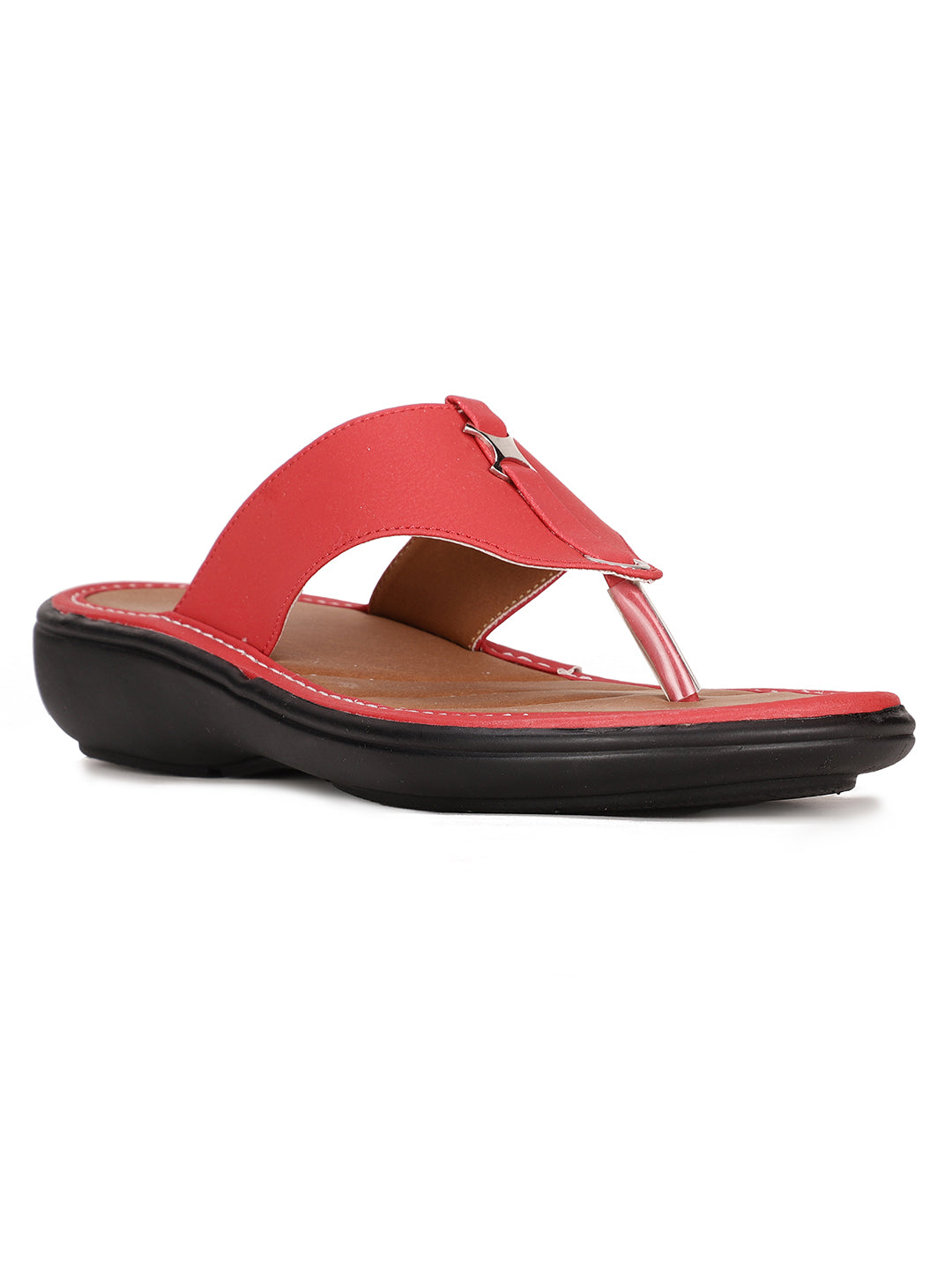 Bata Women Red Wedge Heel Thong Sandal - Red - View 1