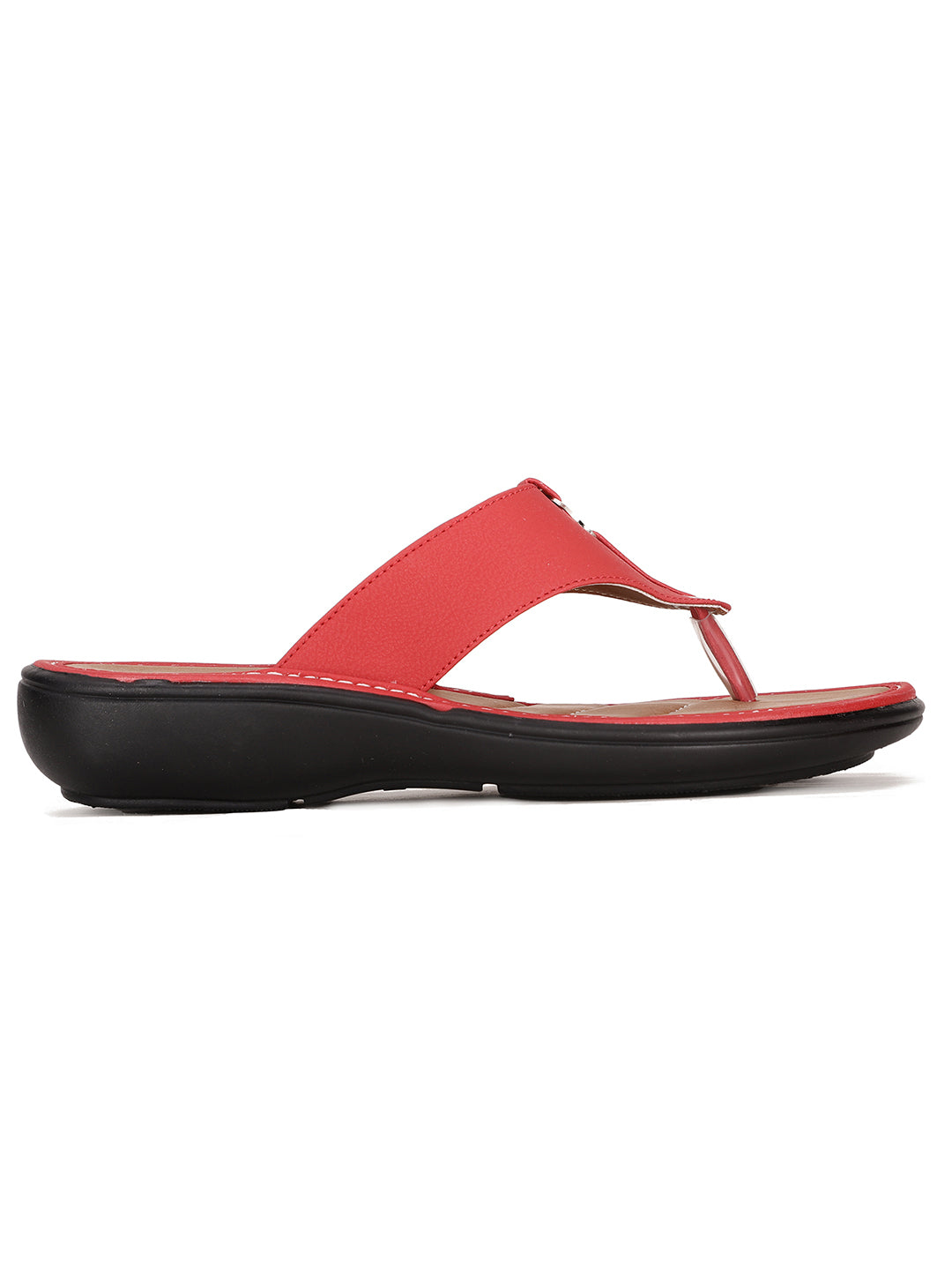 Bata Women Red Wedge Heel Thong Sandal - Red - View 2