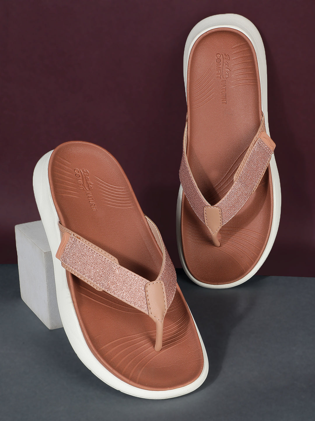 Bata Comfit Women Pink Wedge Heel Thong Sandal - Pink - View 6