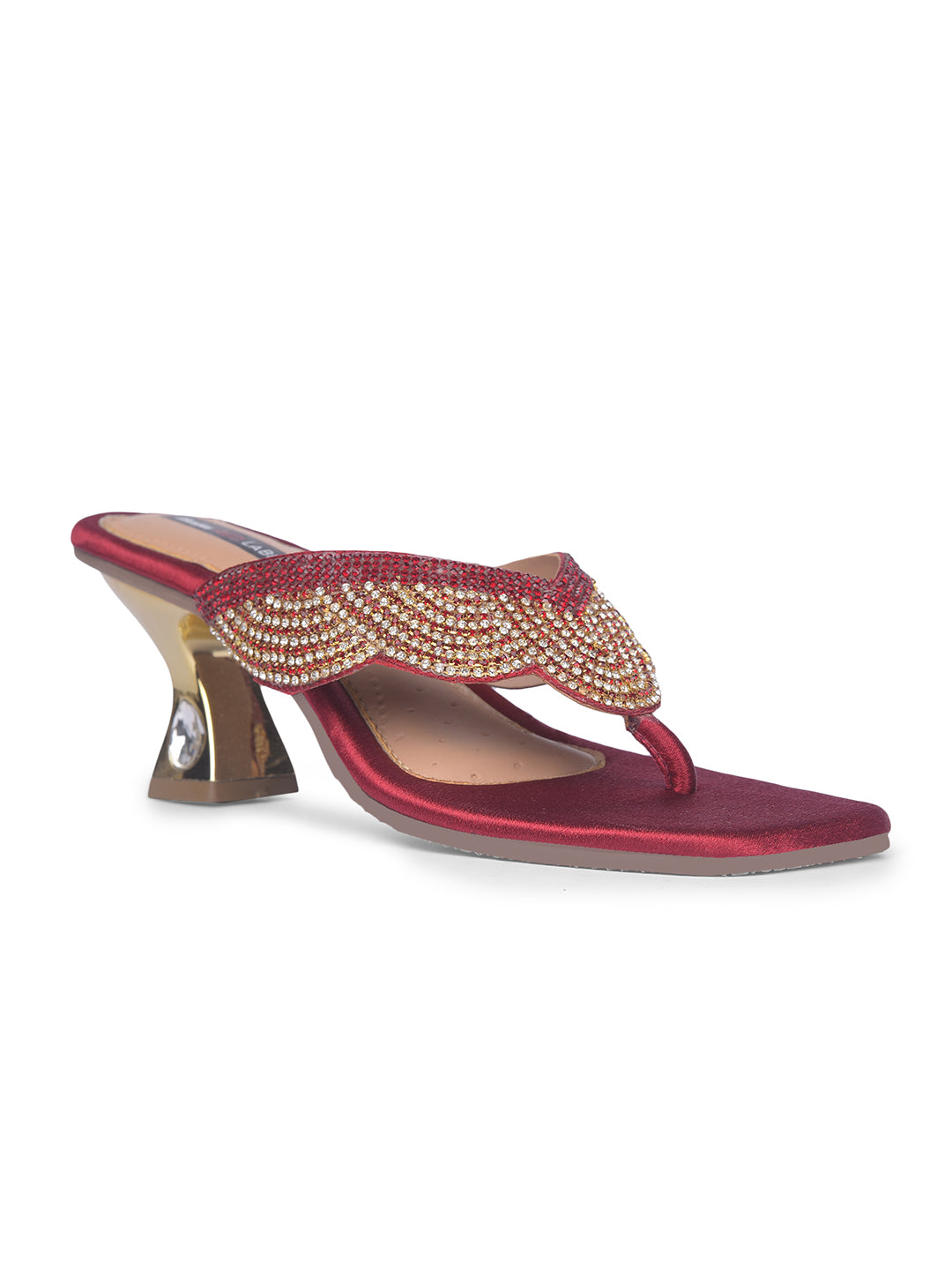 Bata Women Maroon Block Heel Thong Sandal - Maroon - View 1