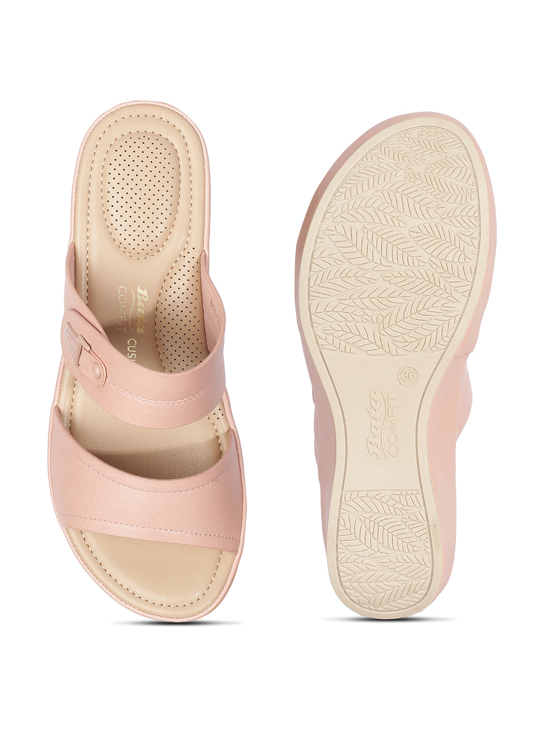 Bata Comfit Women Pink Wedge Heel Mule Sandal - Pink - View 4