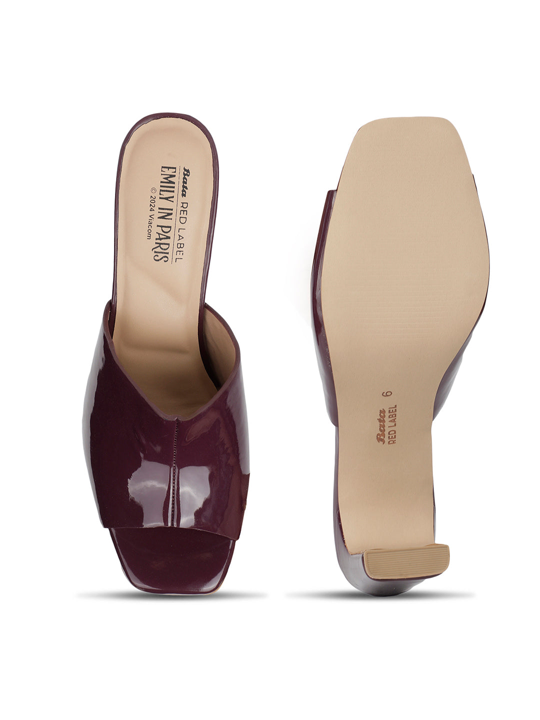 Bata Women Maroon Block Heel Mule Sandal - Maroon - View 4