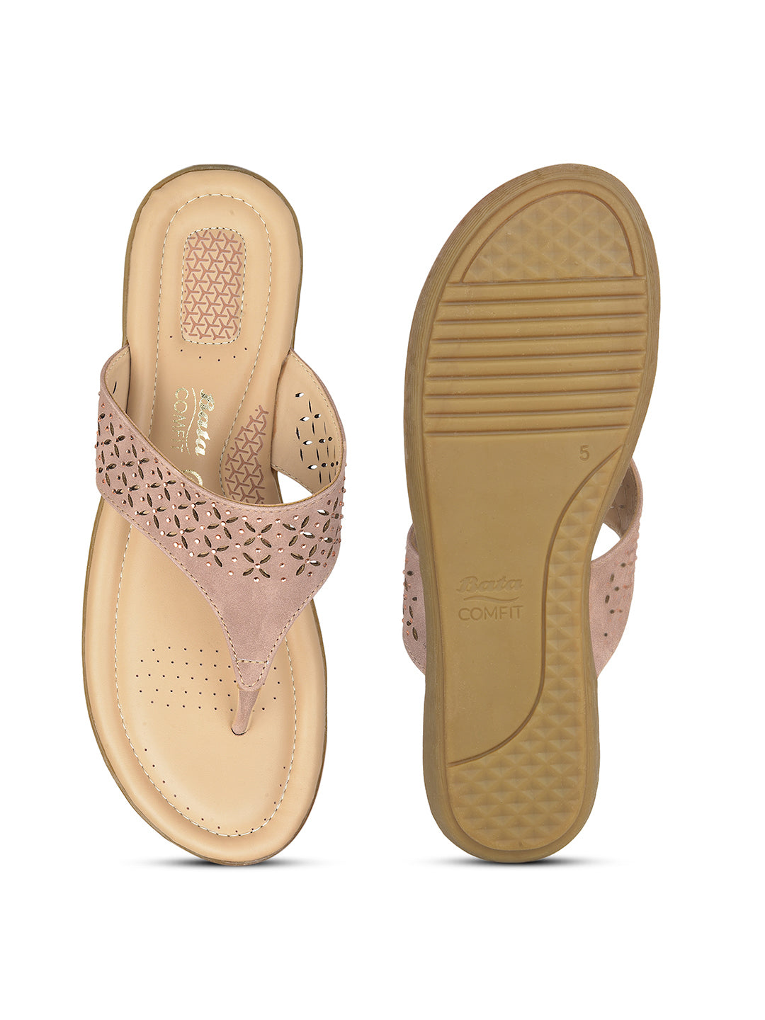 Bata Comfit Women Pink Wedge Heel Thong Sandal - Pink - View 4