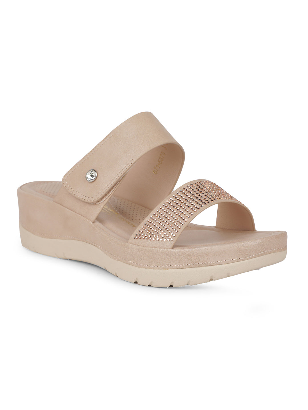 Bata Comfit Women Rose Gold Wedge Heel Mule Sandal - Rose Gold - View 1