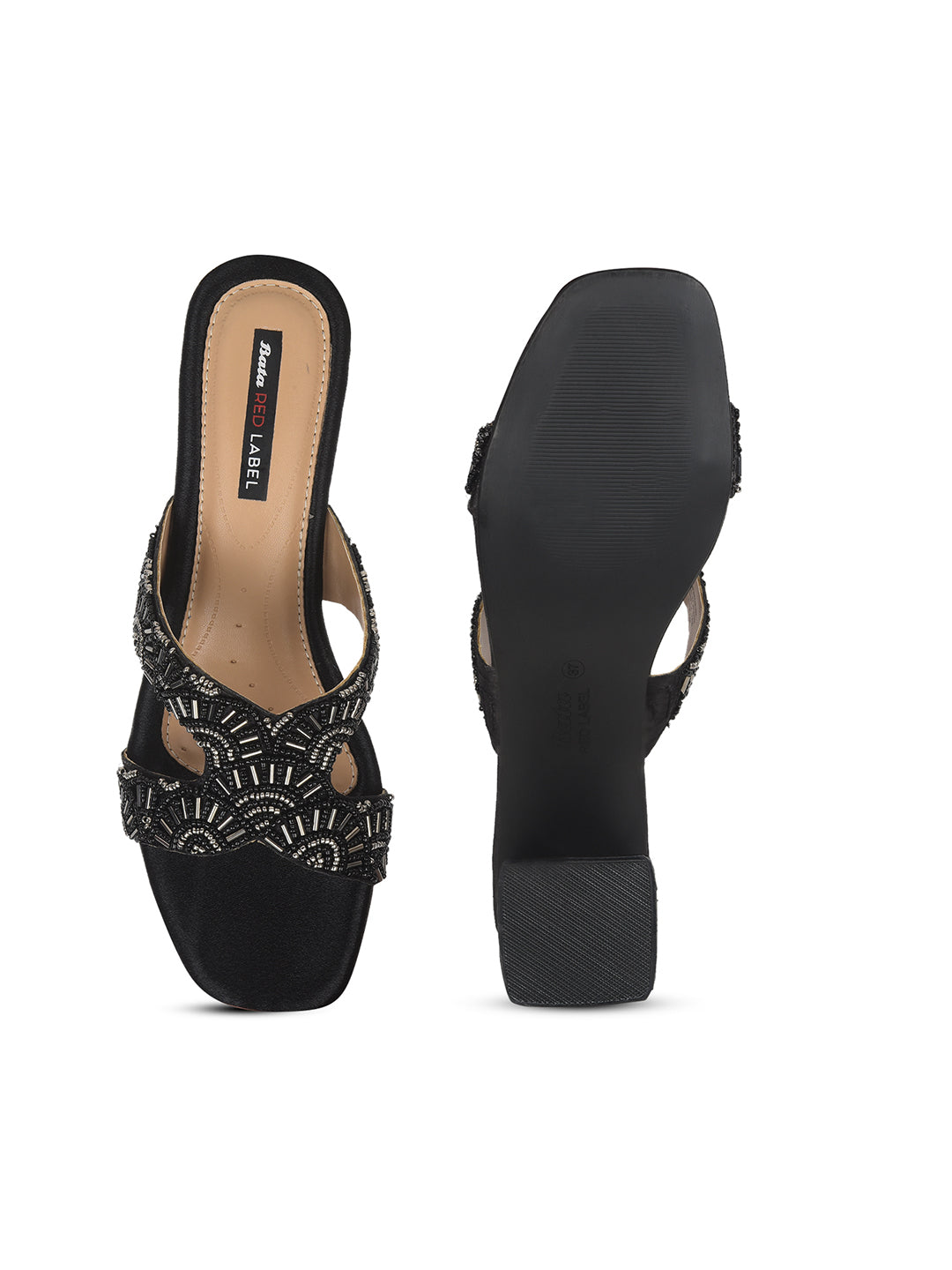 Bata Women Black Block Heel Mule Sandal - Black - View 4