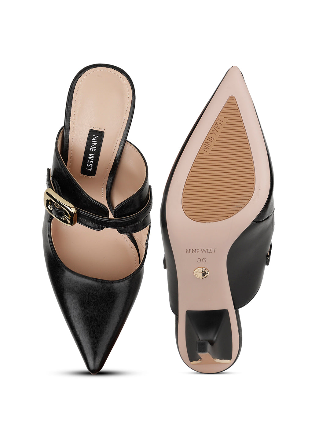 Nine West Women Pointed-Toe Stiletto Heel Mule Sandal - Black - View 4
