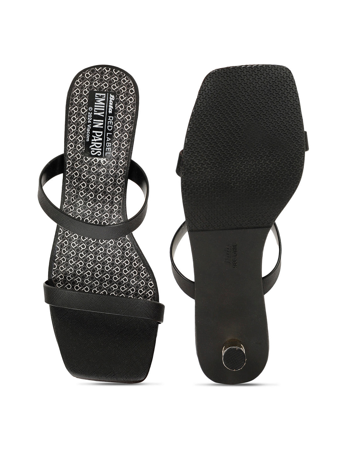 Bata Women Black Kitten Heel Mule Sandal - Black - View 4