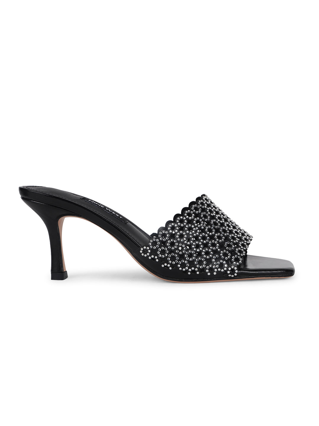 Nine West Women Black Kitten Heel Mule Sandal - Black - View 2