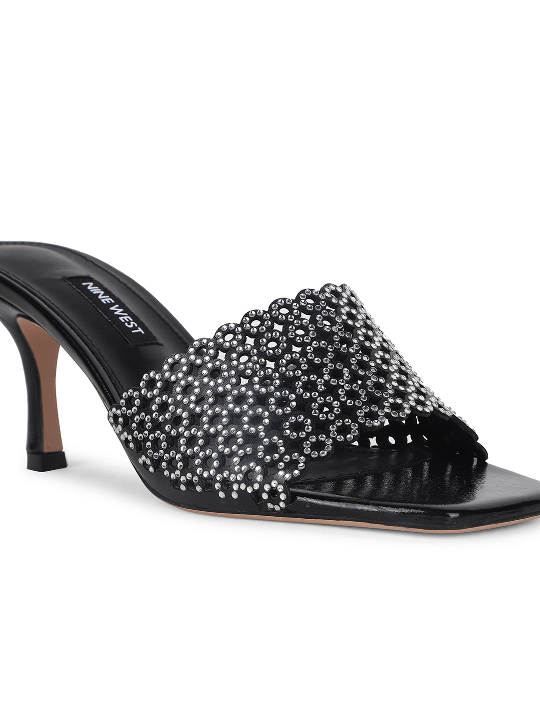 Nine West Women Black Kitten Heel Mule Sandal - Black - View 5