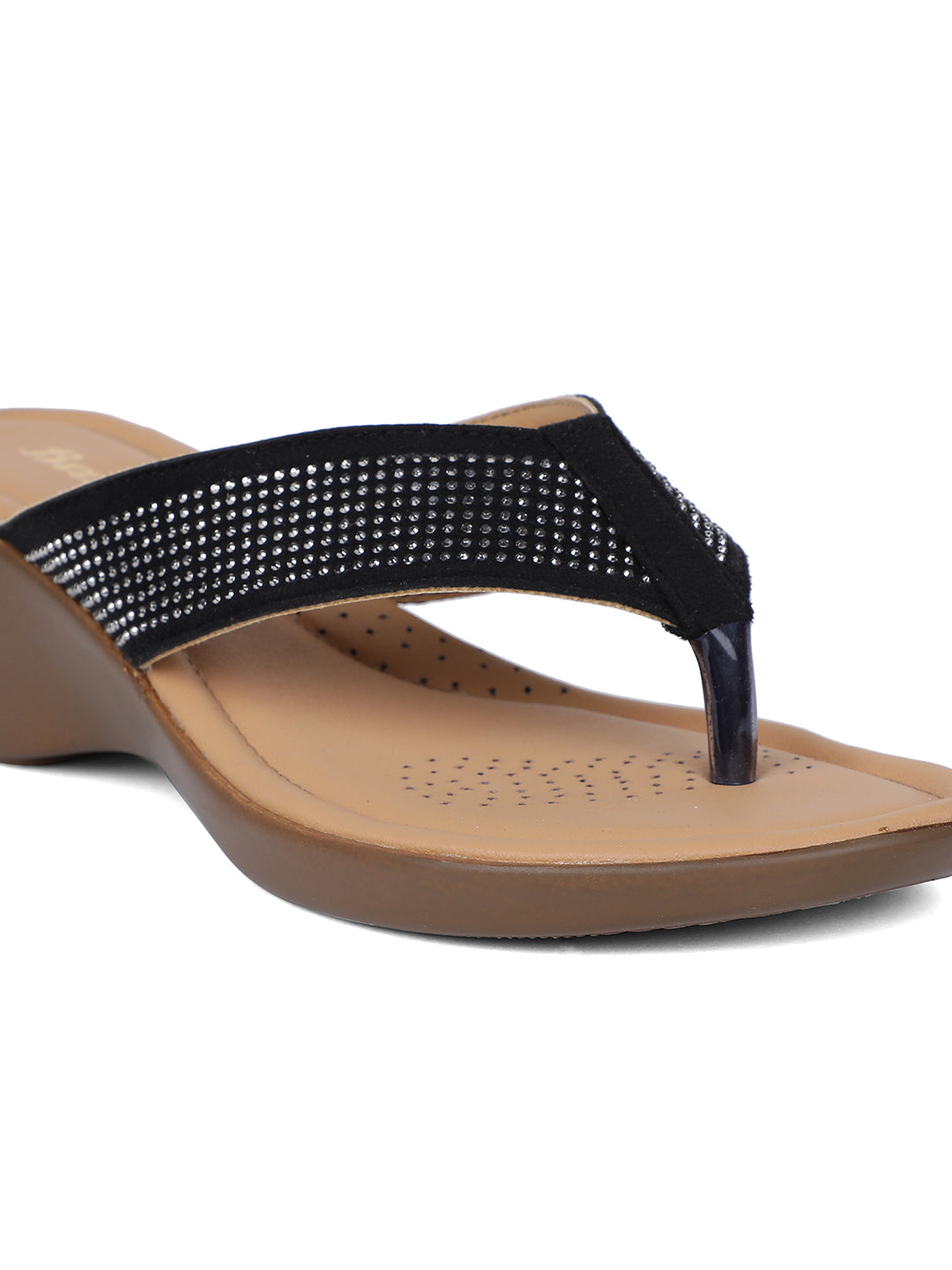 Bata Women Black Wedge Heel Thong Sandal - Black - View 5