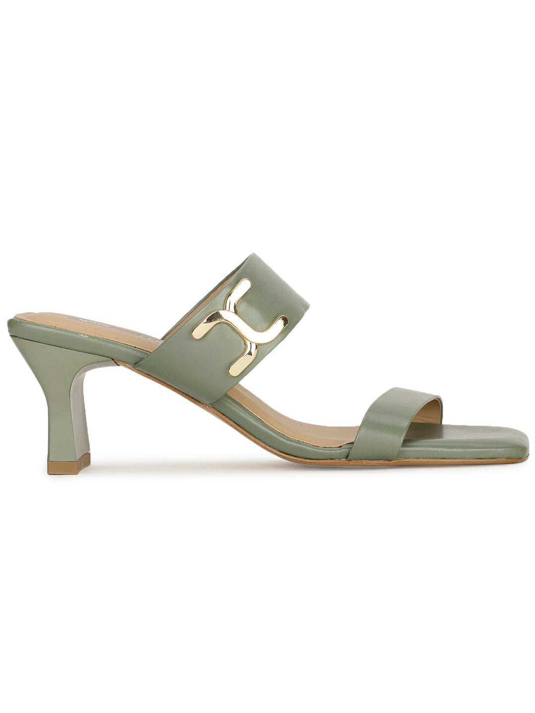 Bata Women's Olive Block Heel Mule Sandals - Olive