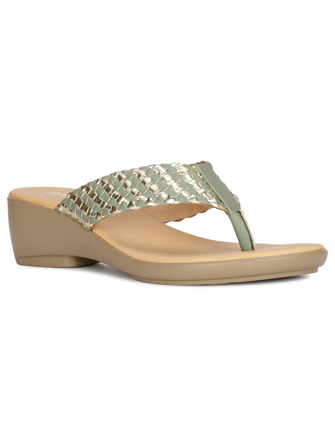 Bata Women Olive Wedge Heel Thong Sandal - Olive - View 1