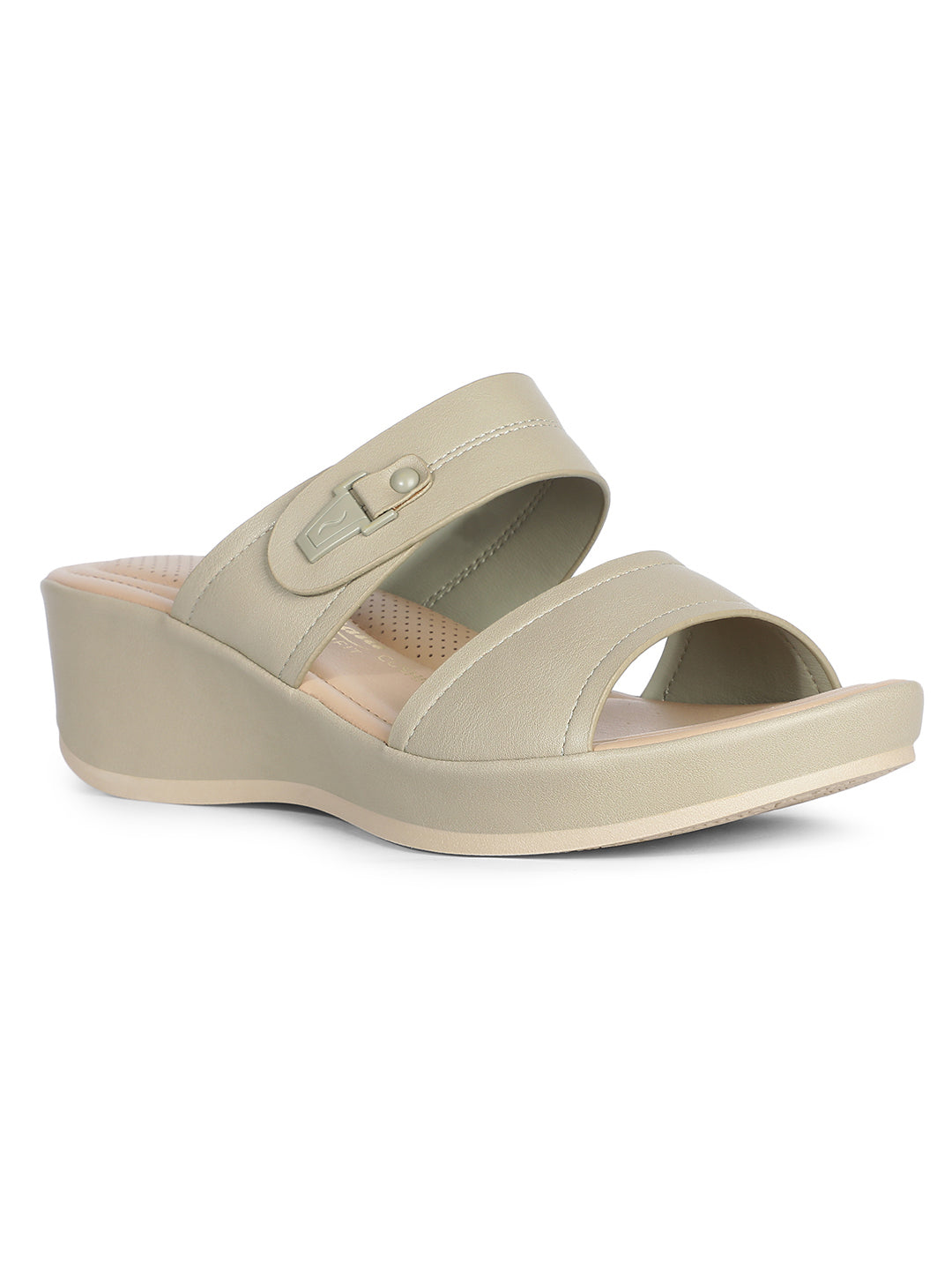 Bata Comfit Women Olive Wedge Heel Mule Sandal - Olive - View 1