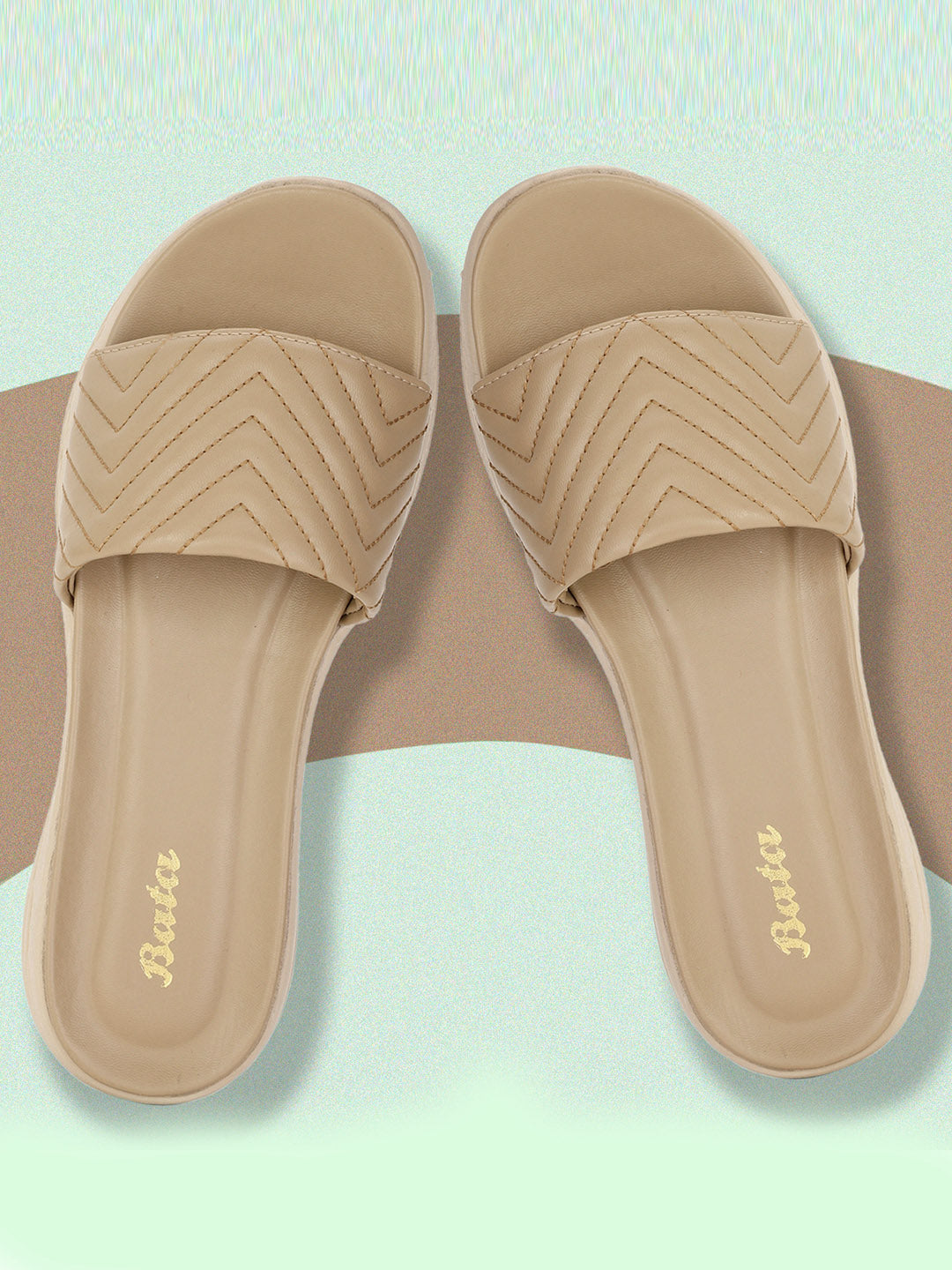 Bata Women Beige Wedge Heel Mule Sandal - Beige - View 6
