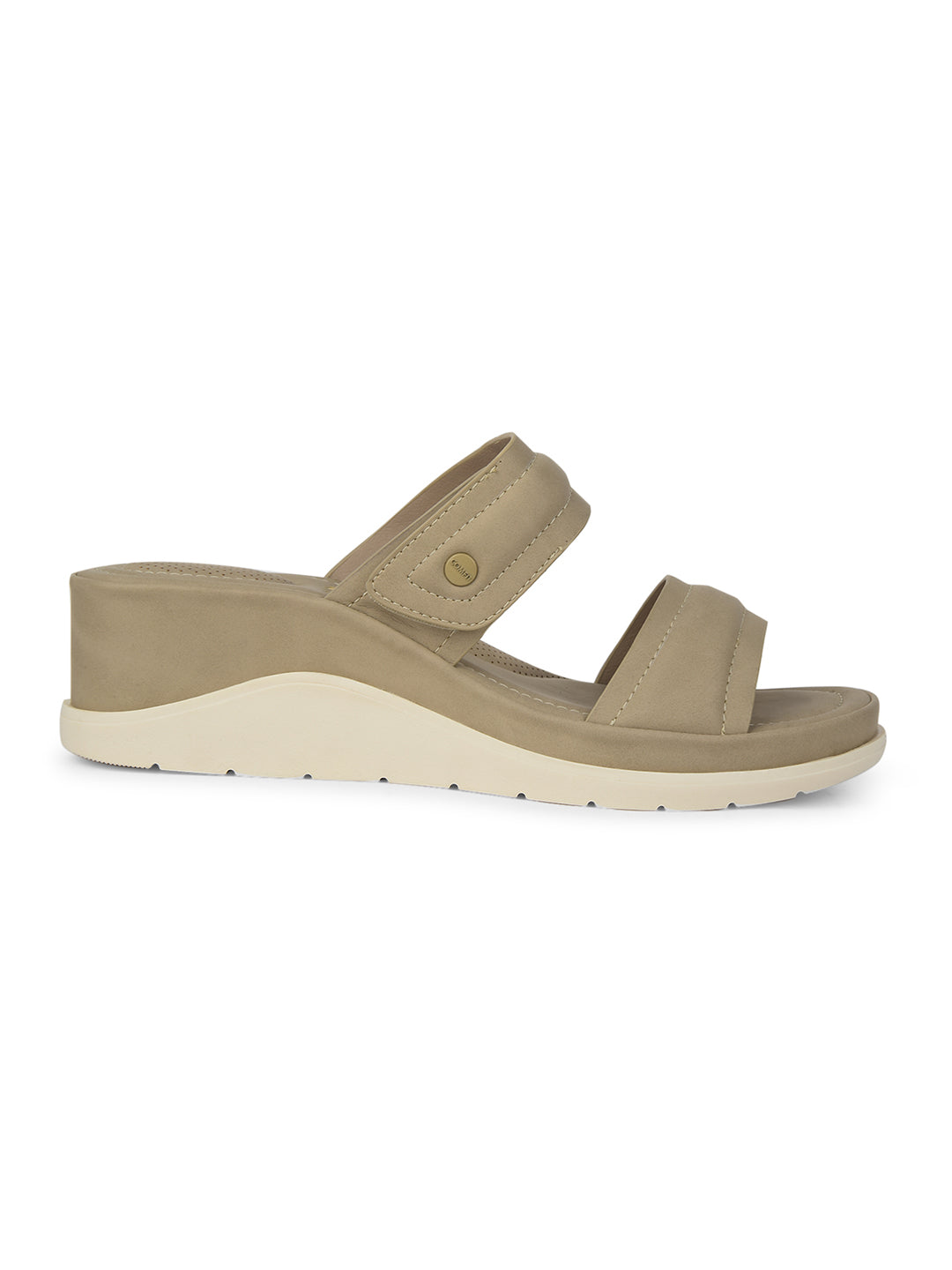 Bata Comfit Women Beige Wedge Heel Mule Sandal - Beige - View 2