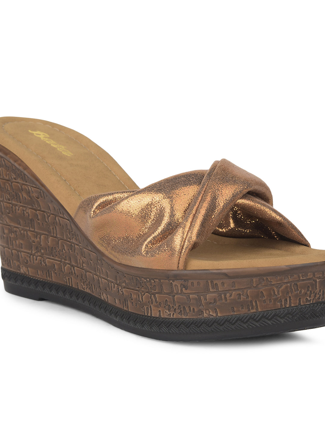 Bata Women Gold Wedge Heel Mule Sandal - Gold - View 5