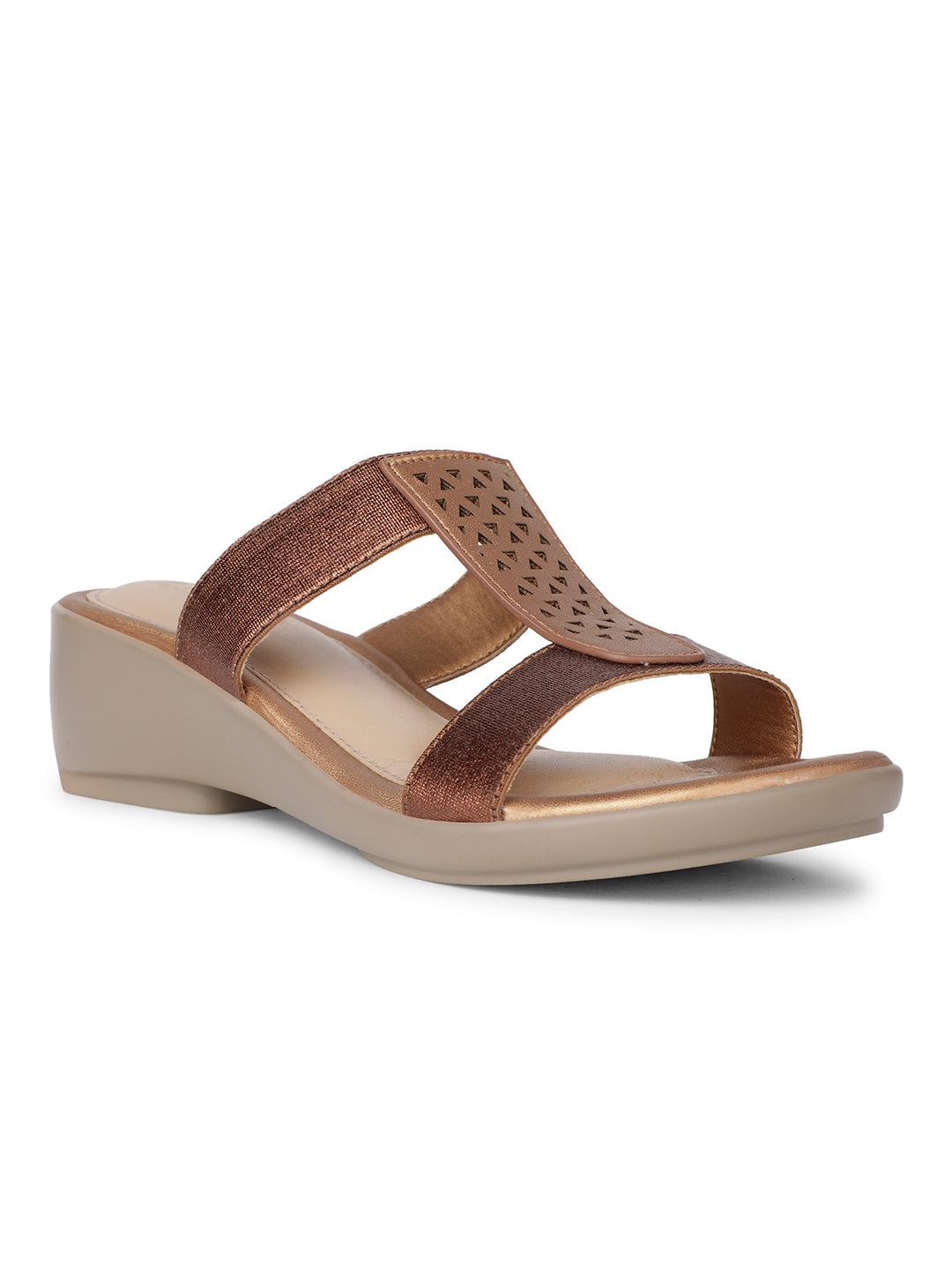 Bata Women Copper Wedge Heel Mule Sandal - Copper - View 1