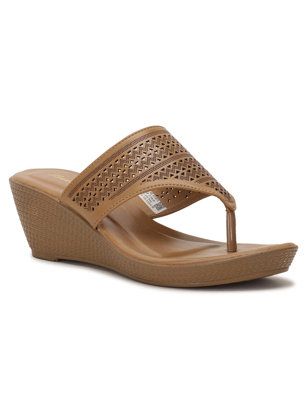 Bata Women's Gold Wedge Heel Thong Sandals - Gold