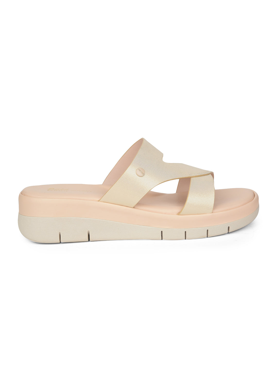 Bata Comfit Women Beige Wedge Heel Mule Sandal - Beige - View 2