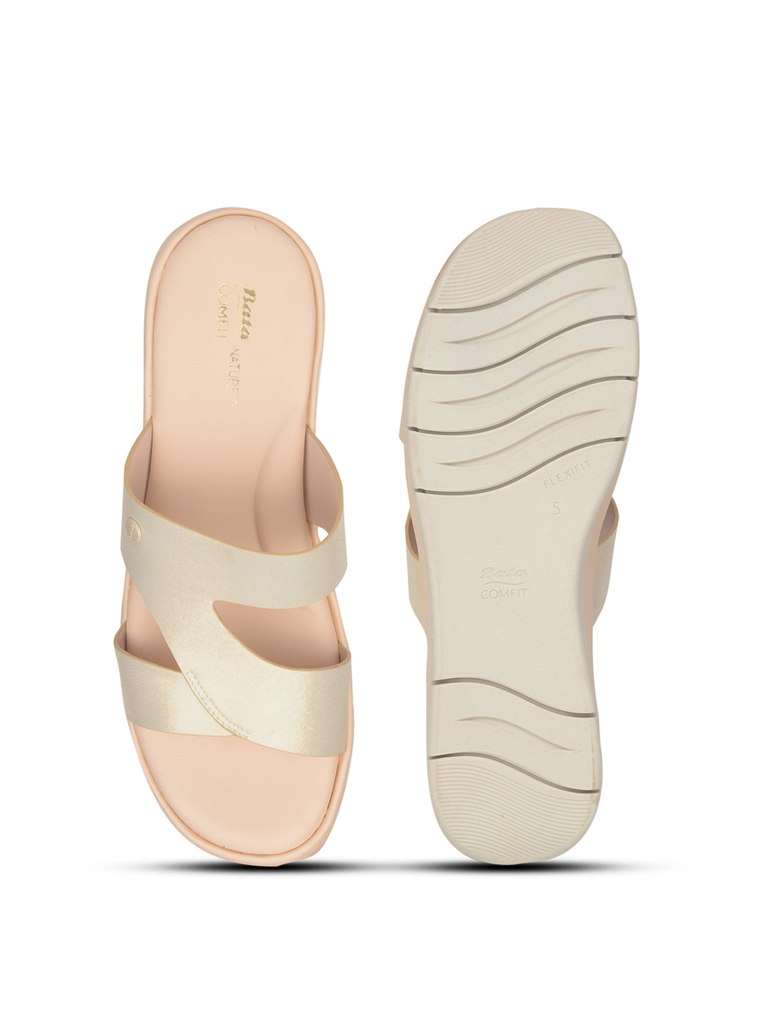 Bata Comfit Women Beige Wedge Heel Mule Sandal - Beige - View 4