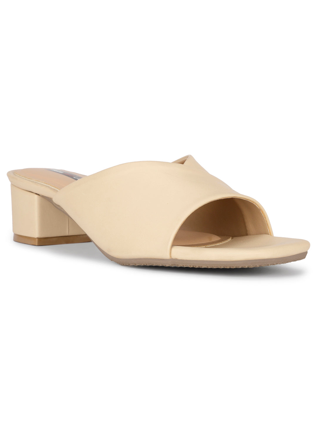 Bata Women Beige Block Heel Mule Sandal - Beige - View 1