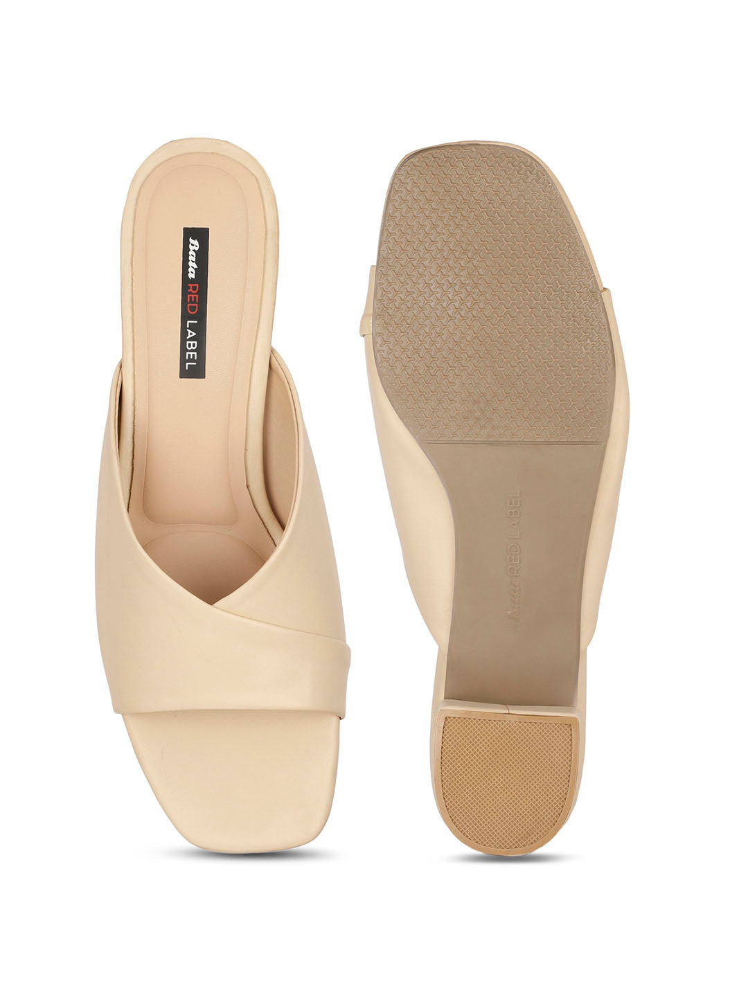 Bata Women Beige Block Heel Mule Sandal - Beige - View 4